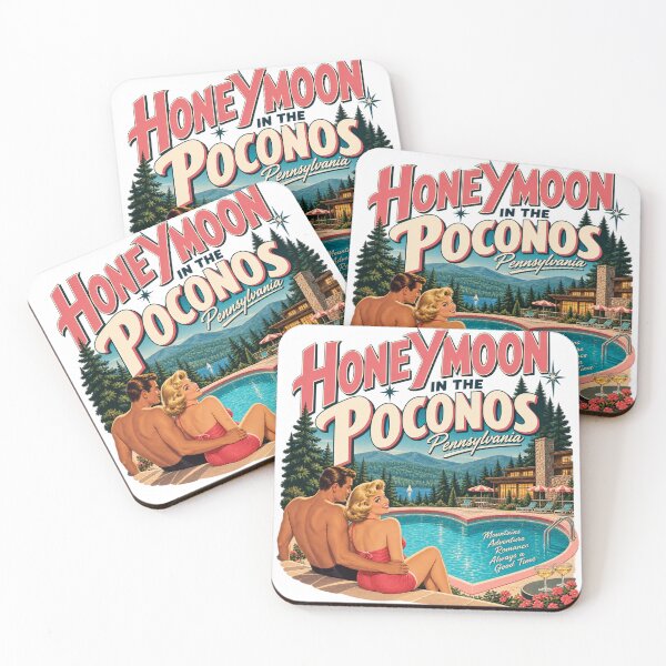 Item preview, Honeymoon in the Poconos – Vintage Pennsylvania Resort Travel Poster designed and sold by Past in Threads.