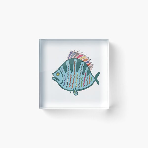 Item preview, Teal & Rainbow Plaice Fish - Abstract Ocean Line Art designed and sold by iampaulmorris.