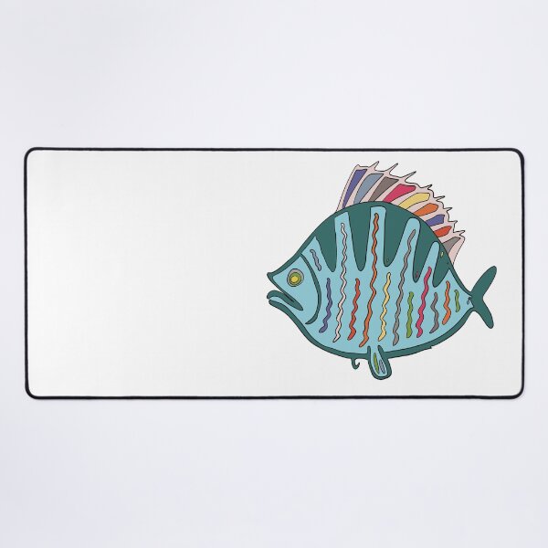 Item preview, Teal & Rainbow Plaice Fish - Abstract Ocean Line Art designed and sold by iampaulmorris.