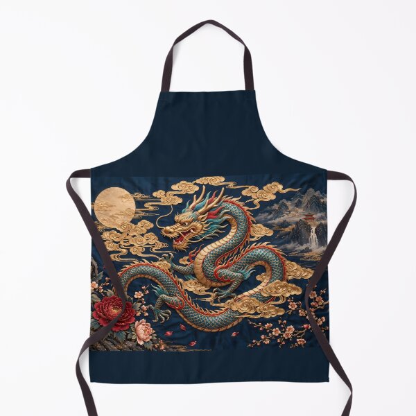 Item preview, Chinese Dragon with Full Moon, Peonies and Cherry Blossoms – Asian Fantasy Art designed and sold by ManJiangHong.