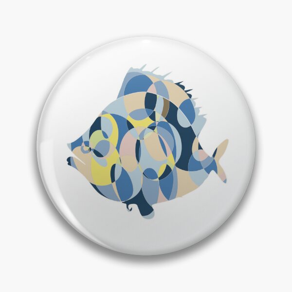 Item preview, Blue & Beige Plaice Fish - Abstract Ocean Line Art designed and sold by iampaulmorris.