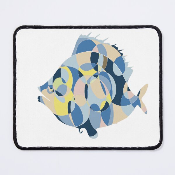 Item preview, Blue & Beige Plaice Fish - Abstract Ocean Line Art designed and sold by iampaulmorris.