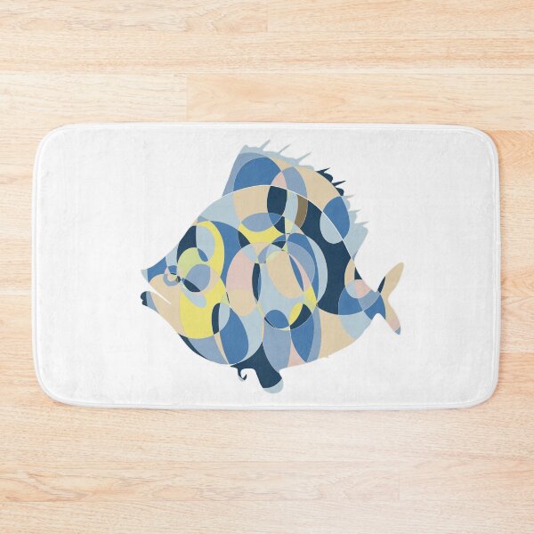 Item preview, Blue & Beige Plaice Fish - Abstract Ocean Line Art designed and sold by iampaulmorris.