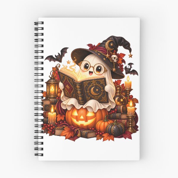Item preview, Cute Halloween Ghost Reading – Bookworm and Pumpkin designed and sold by Clothes With Smiling Animals Walt Gral.