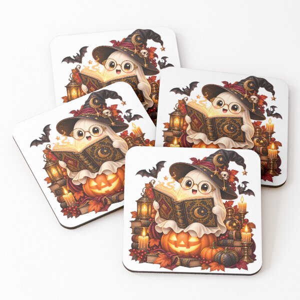 Item preview, Cute Halloween Ghost Reading – Bookworm and Pumpkin designed and sold by Clothes With Smiling Animals Walt Gral.