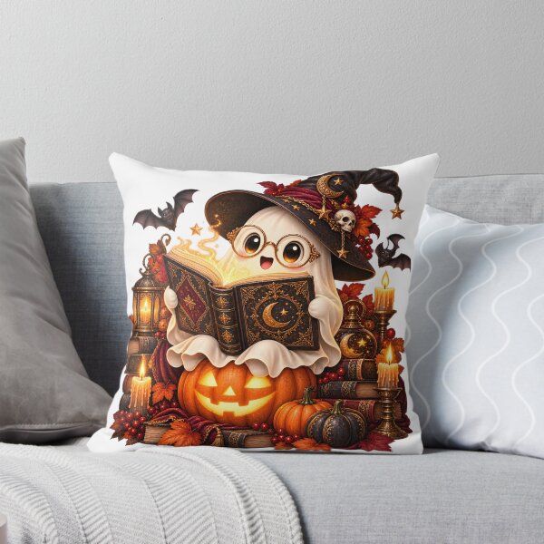 Item preview, Cute Halloween Ghost Reading – Bookworm and Pumpkin designed and sold by Clothes With Smiling Animals Walt Gral.