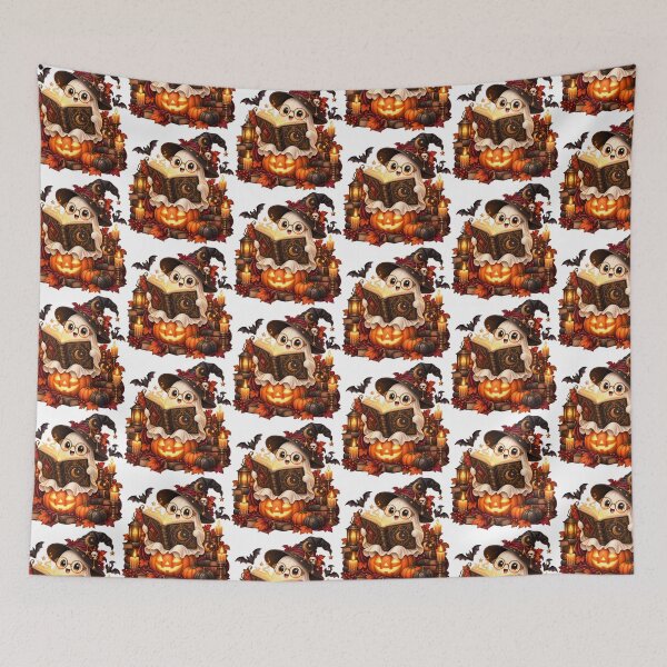 Item preview, Cute Halloween Ghost Reading – Bookworm and Pumpkin designed and sold by Clothes With Smiling Animals Walt Gral.