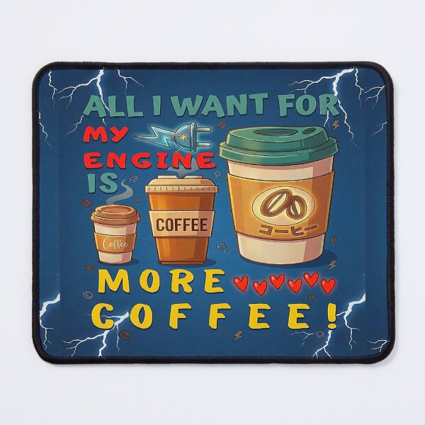 Item preview, Funny Coffee Lover Motivational Quotes Design about Engine Fuel from Caffeine! | ALL I WANT FOR MY ENGINE IS MORE COFFEE! designed and sold by Giulivo Store Graphic.