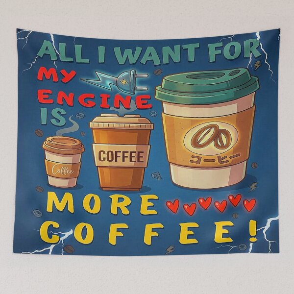 Item preview, Funny Coffee Lover Motivational Quotes Design about Engine Fuel from Caffeine! | ALL I WANT FOR MY ENGINE IS MORE COFFEE! designed and sold by Giulivo Store Graphic.