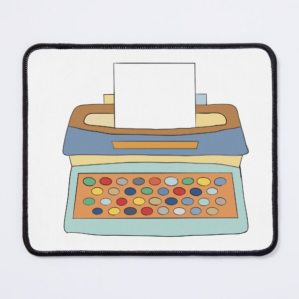 Item preview, Orange & Blue Retro Typewriter - Colourful Vintage Line Drawing designed and sold by iampaulmorris.