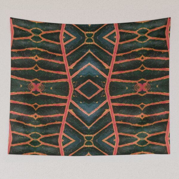 Item preview, Dark green plant with orange-red veins, mirror image designed and sold by lyloubeaupere.