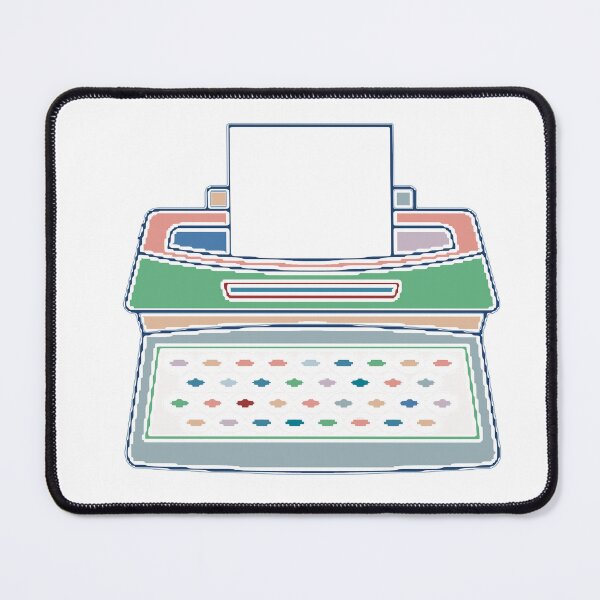 Item preview, Mint & Blue Retro Typewriter - Colourful Vintage Line Drawing designed and sold by iampaulmorris.
