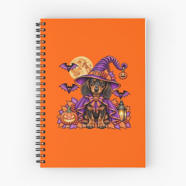 Item preview, Brown Dachshund Halloween Witch Costume & Spooky Pumpkin designed and sold by PixelsPaws.