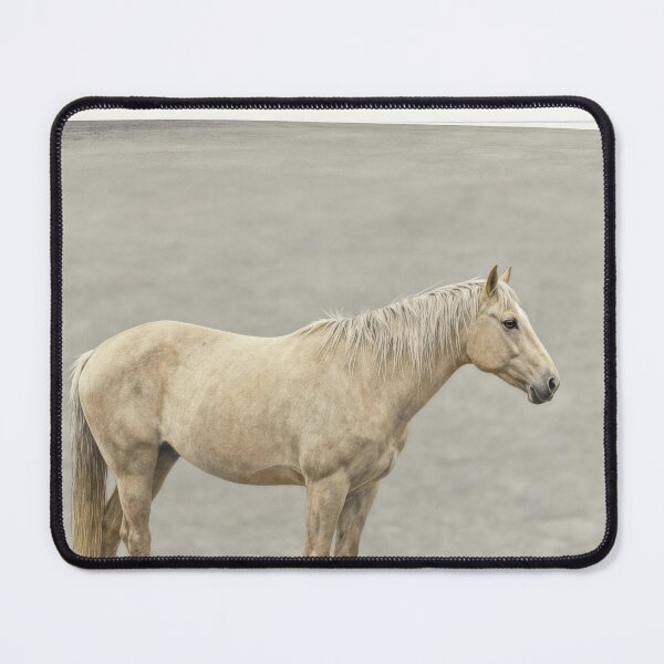 Item preview, Cream Horse Standing in Misty Gray Field Minimal designed and sold by KAMOCHI Art.