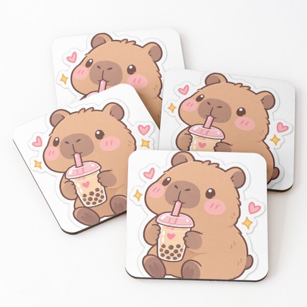 Item preview, cute capybara Drinking Boba Tea Love designed and sold by Artistprinter.