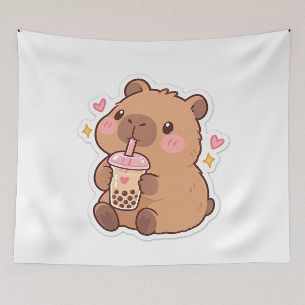 Item preview, cute capybara Drinking Boba Tea Love designed and sold by Artistprinter.