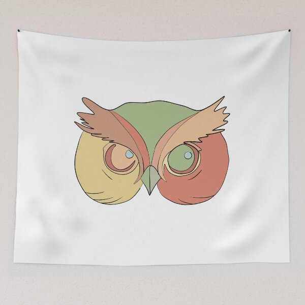 Item preview, Beige & Orange Owl Face No. 1 - Abstract Owl Line Art designed and sold by iampaulmorris.