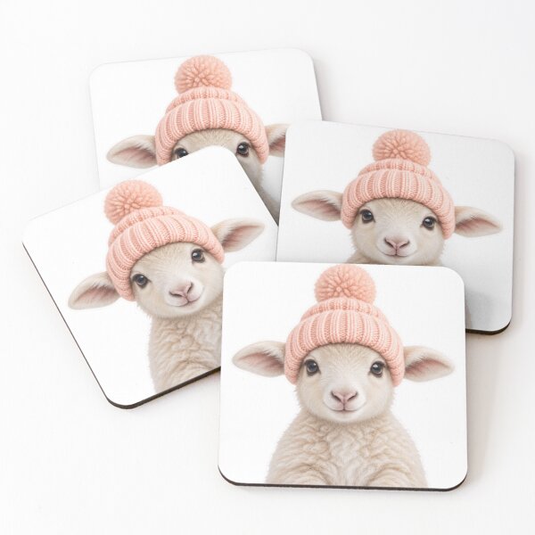 Item preview, Lamb with pink knitted hat designed and sold by LongIslandDesgn.