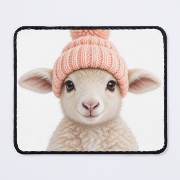 Item preview, Lamb with pink knitted hat designed and sold by LongIslandDesgn.