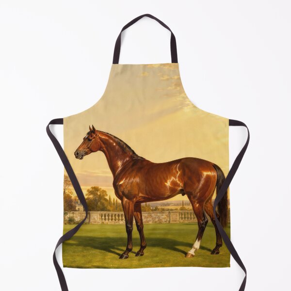 Item preview, Glossy Chestnut Stallion Estate Garden Golden Hour designed and sold by KAMOCHI Art.