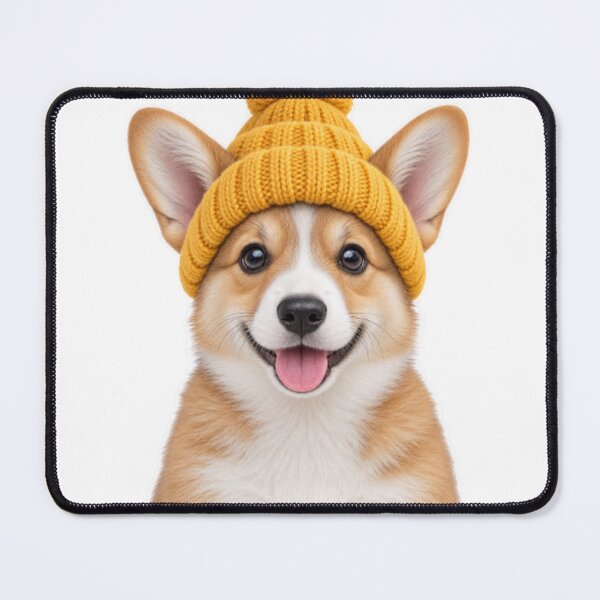 Item preview, Corgi in Knitted Winter Beanie designed and sold by LongIslandDesgn.