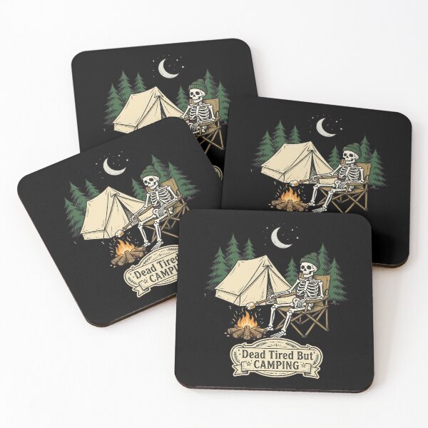Item preview, Dead Tired But Camping Skeleton Campfire Tent Outdoor Halloween designed and sold by Moad Fahim.
