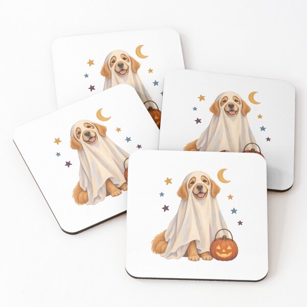 Item preview, Halloween Dogs Pets Golden Retriever Ghost Stars designed and sold by calicito.