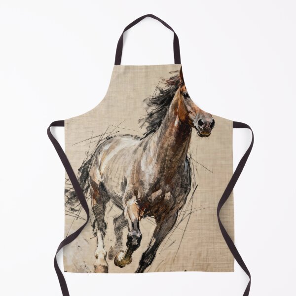 Item preview, Brown Horse Running Toward Sketch Linen designed and sold by KAMOCHI Art.