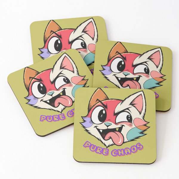 Item preview, Pure Chaos Cat – Colorful Crazy Cartoon Cat Face designed and sold by Mousy17.