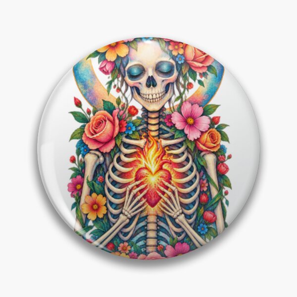 Item preview, Flower wreath skeleton heart fire designed and sold by LongIslandDesgn.