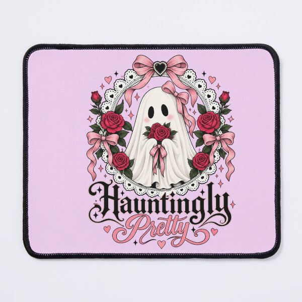 Item preview, Hauntingly Pretty Ghost – Gothic Lace Roses & Pink Bow Halloween Design designed and sold by Sanika arts .