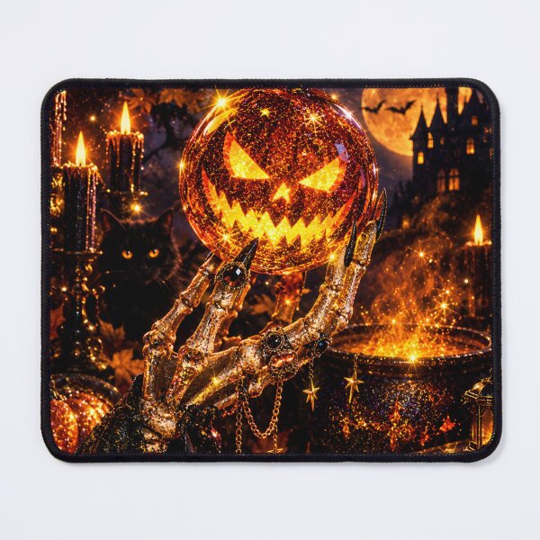 Item preview, Glitter Pumpkin Crystal Ball Skeleton Hand Halloween Witchcraft designed and sold by BloomOfDesign.