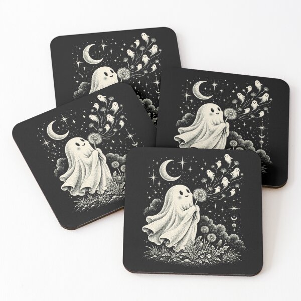 Item preview, Cute Ghost Dandelion Under Moonlight designed and sold by ROUX-ART.