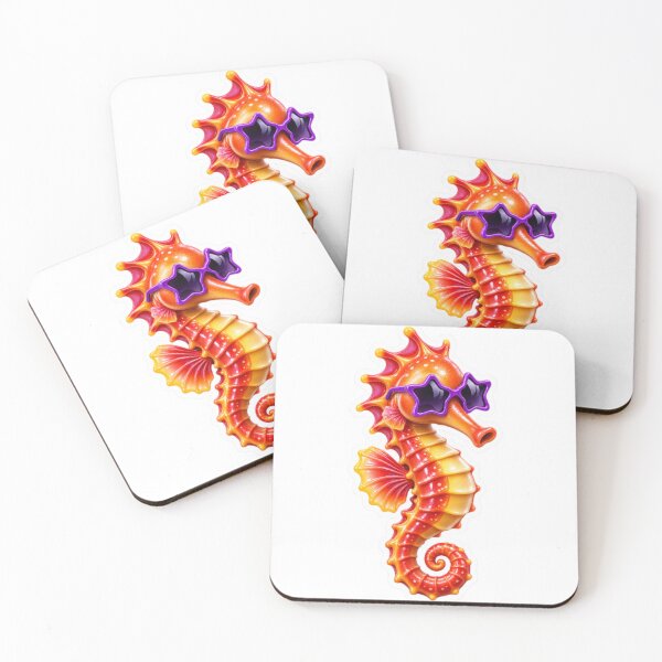 Item preview, Neon seahorse with purple sunglasses designed and sold by LongIslandDesgn.