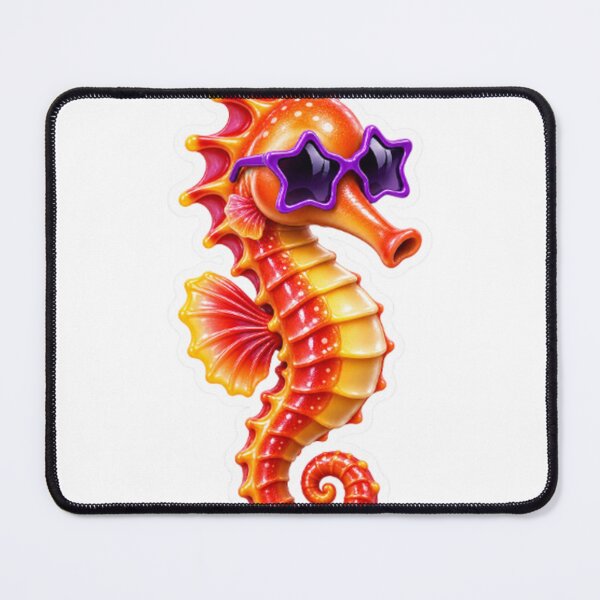 Item preview, Neon seahorse with purple sunglasses designed and sold by LongIslandDesgn.