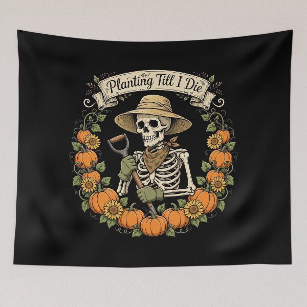Item preview, Planting Till I Die Skeleton Gardener Pumpkin Halloween Autumn designed and sold by Moad Fahim.