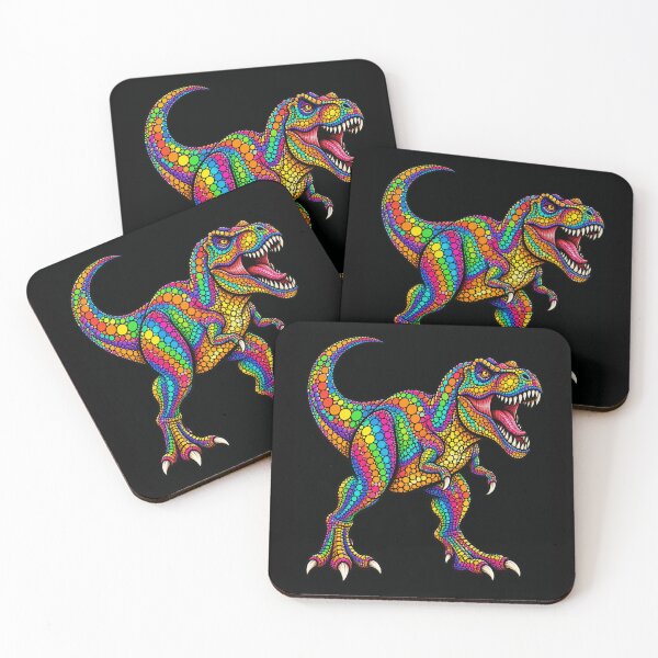 Item preview, Colorful T-Rex Dinosaur Rainbow Dot Art designed and sold by ROUX-ART.