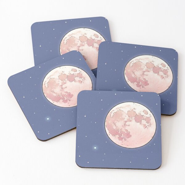 Item preview, Artistic illustration of the pink moon in a starry sky designed and sold by Nifashedji.