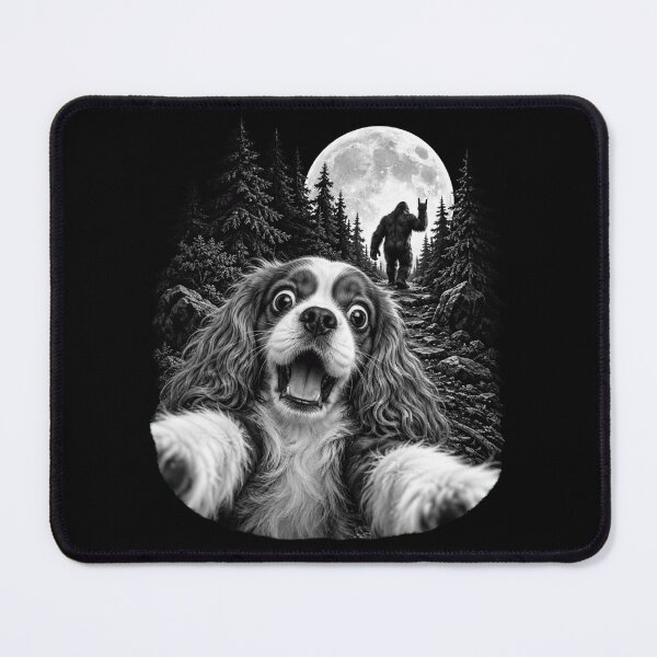 Item preview, Dog and Bigfoot Moonlit Forest Adventure designed and sold by ROUX-ART.