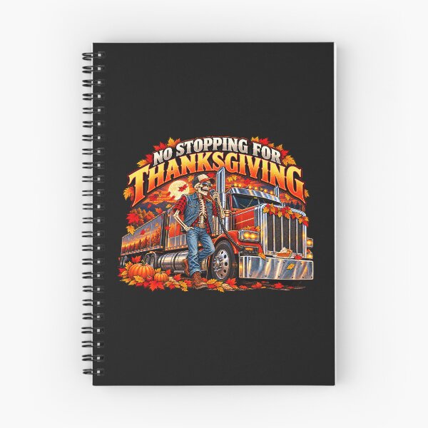 Item preview, No Stopping For Thanksgiving Skeleton Trucker - Autumn Big Rig Art designed and sold by NomadForge.