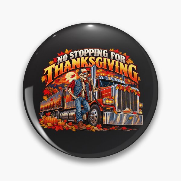 Item preview, No Stopping For Thanksgiving Skeleton Trucker - Autumn Big Rig Art designed and sold by NomadForge.