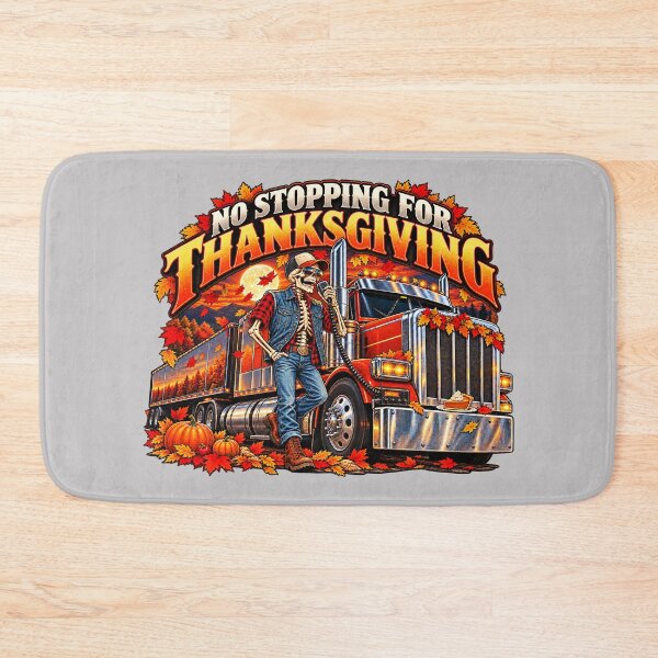 Item preview, No Stopping For Thanksgiving Skeleton Trucker - Autumn Big Rig Art designed and sold by NomadForge.