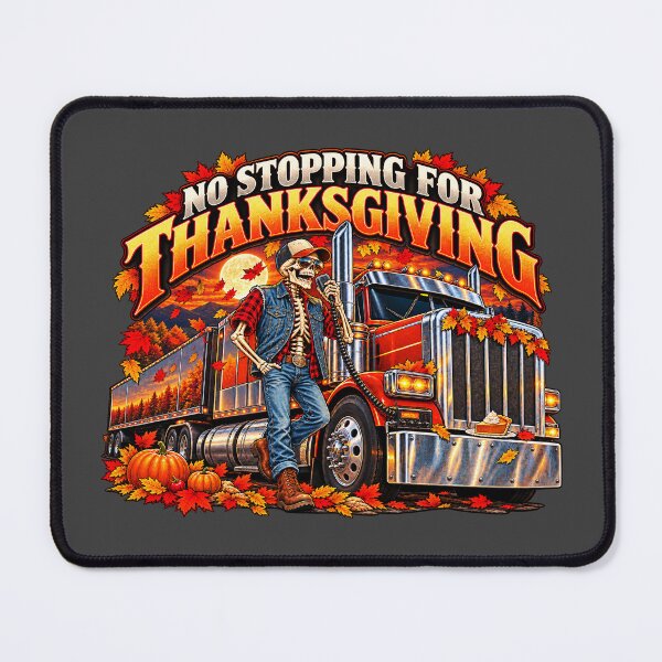Item preview, No Stopping For Thanksgiving Skeleton Trucker - Autumn Big Rig Art designed and sold by NomadForge.