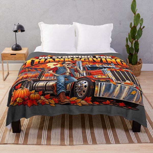 Item preview, No Stopping For Thanksgiving Skeleton Trucker - Autumn Big Rig Art designed and sold by NomadForge.