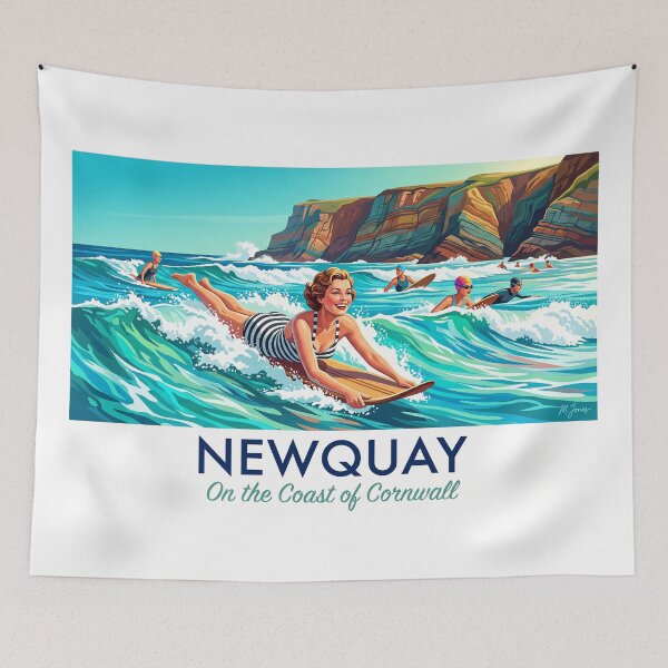 Item preview, Newquay Surfing Coastal Travel Poster designed and sold by ArtworkNorth.