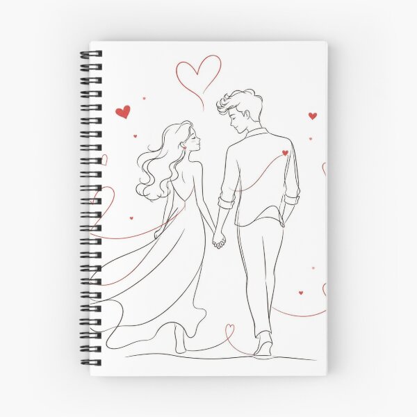 Item preview, Minimalist Couple Line Art - Romantic Valentine's Day & Red Hearts Illustration  designed and sold by lavanya11.