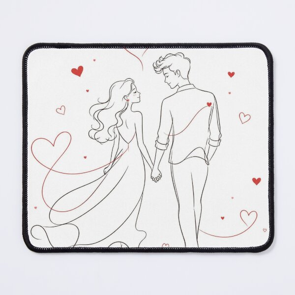 Item preview, Minimalist Couple Line Art - Romantic Valentine's Day & Red Hearts Illustration designed and sold by lavanya11.