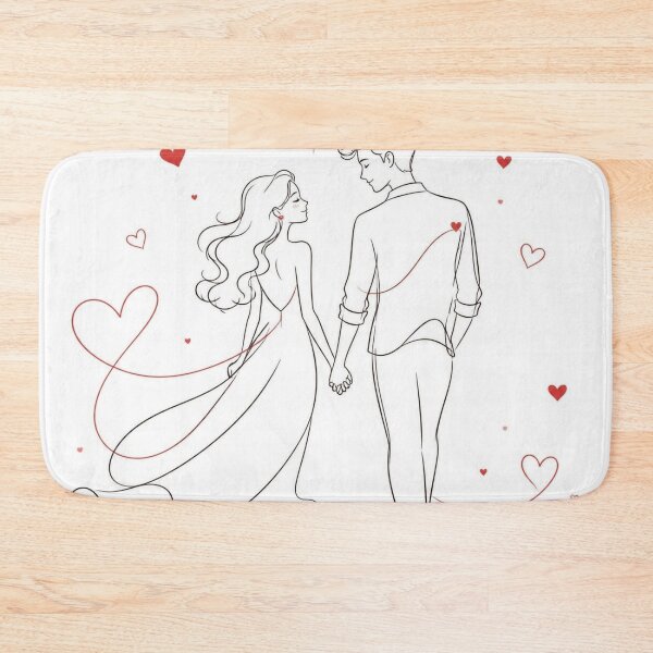 Item preview, Minimalist Couple Line Art - Romantic Valentine's Day & Red Hearts Illustration  designed and sold by lavanya11.