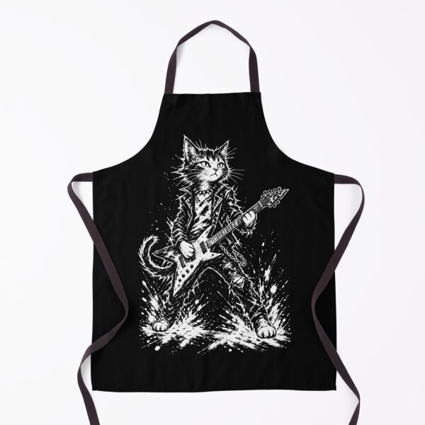 Item preview, Rock Star Cat Electric Guitar Monochrome Brushstroke Art designed and sold by Artycom.
