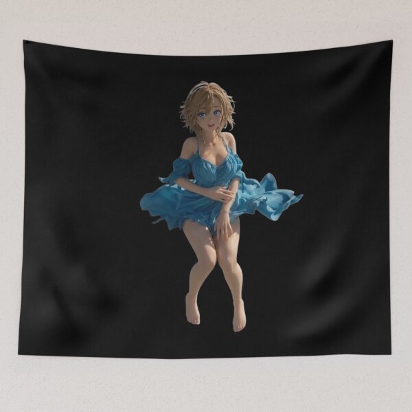Item preview, Anime Girl in Flowing Blue Dress Figure designed and sold by H2Anime.